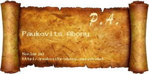 Paukovits Abony névjegykártya